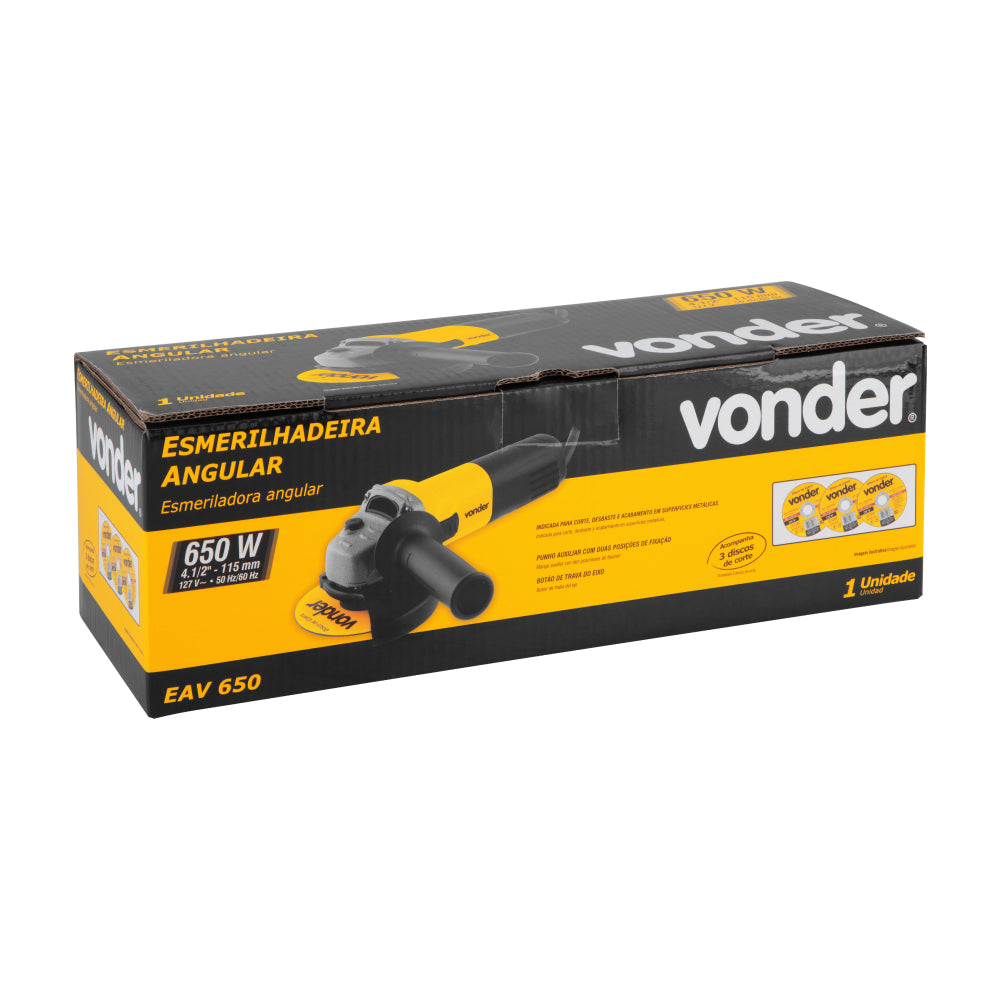 Esmerilhadeira angular 4.1/2", 650 W, com disco, EAV 650 VONDER