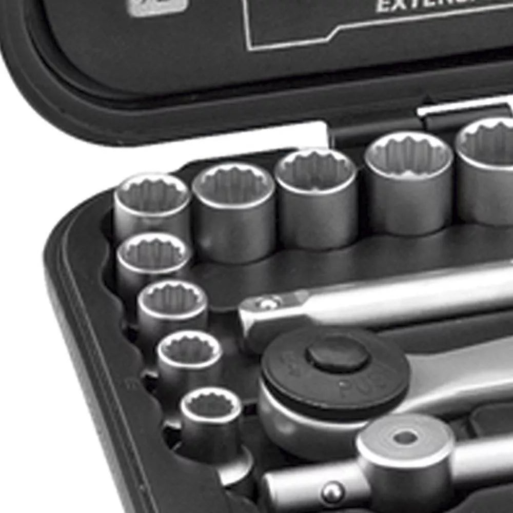 Jogo de soquetes estriados, encaixe 1/2", 10 mm a 32 mm, com 18 peças, VONDER