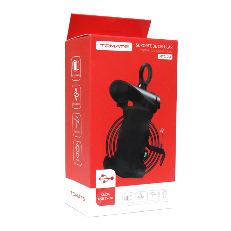 SUPORTE DE PLÁSTICO PARA CELULAR/GPS MOTOCICLETA - TOMATE MTG-251