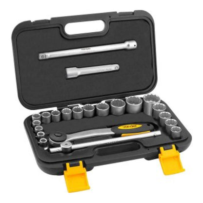 Jogo de soquetes estriados, encaixe 1/2", 8 mm a 32 mm, com 22 peças, VONDER