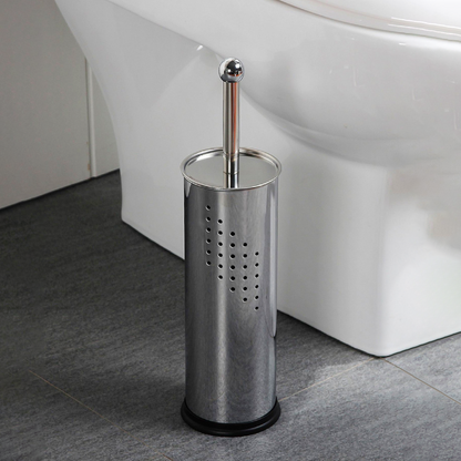 Escova Sanitária em Nylon com Suporte em Inox Espelhado com Design Vazado