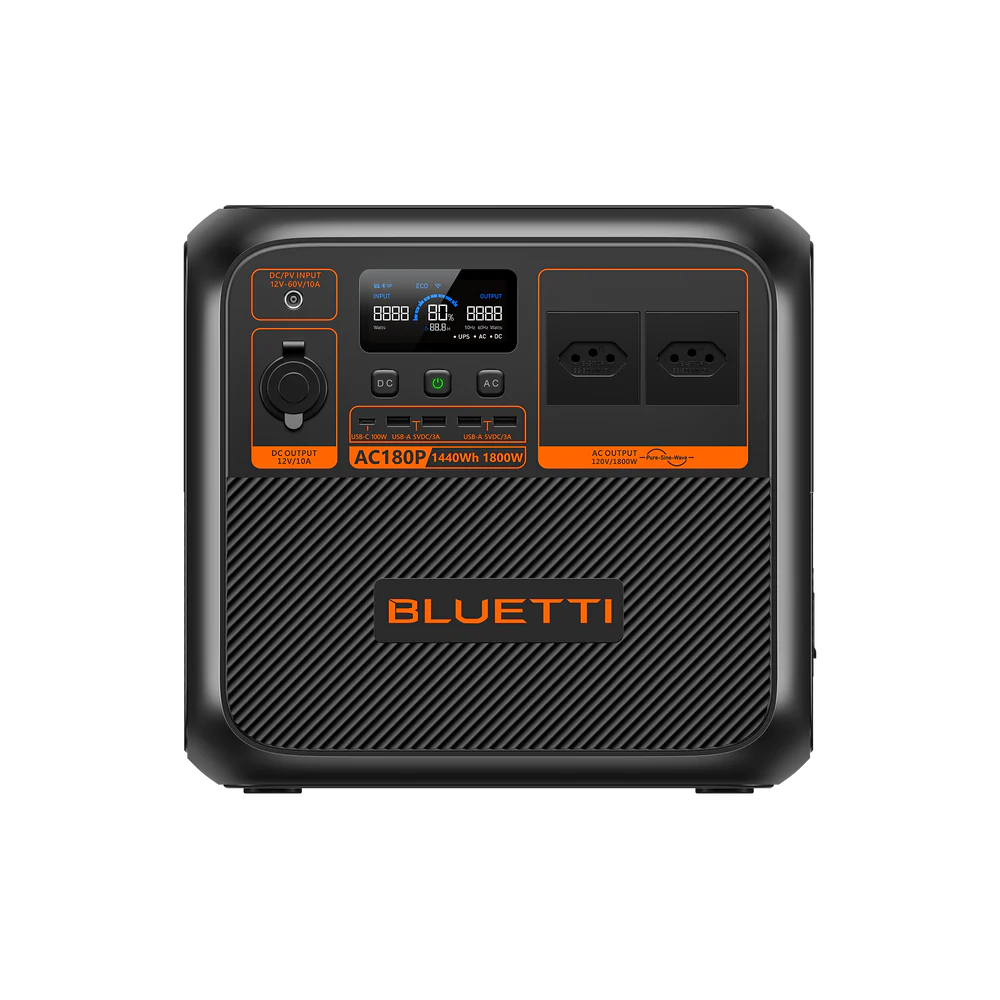 BLUETTI AC180P Estação de Energia Solar Portátil | 1.800 W 1.440 Wh
