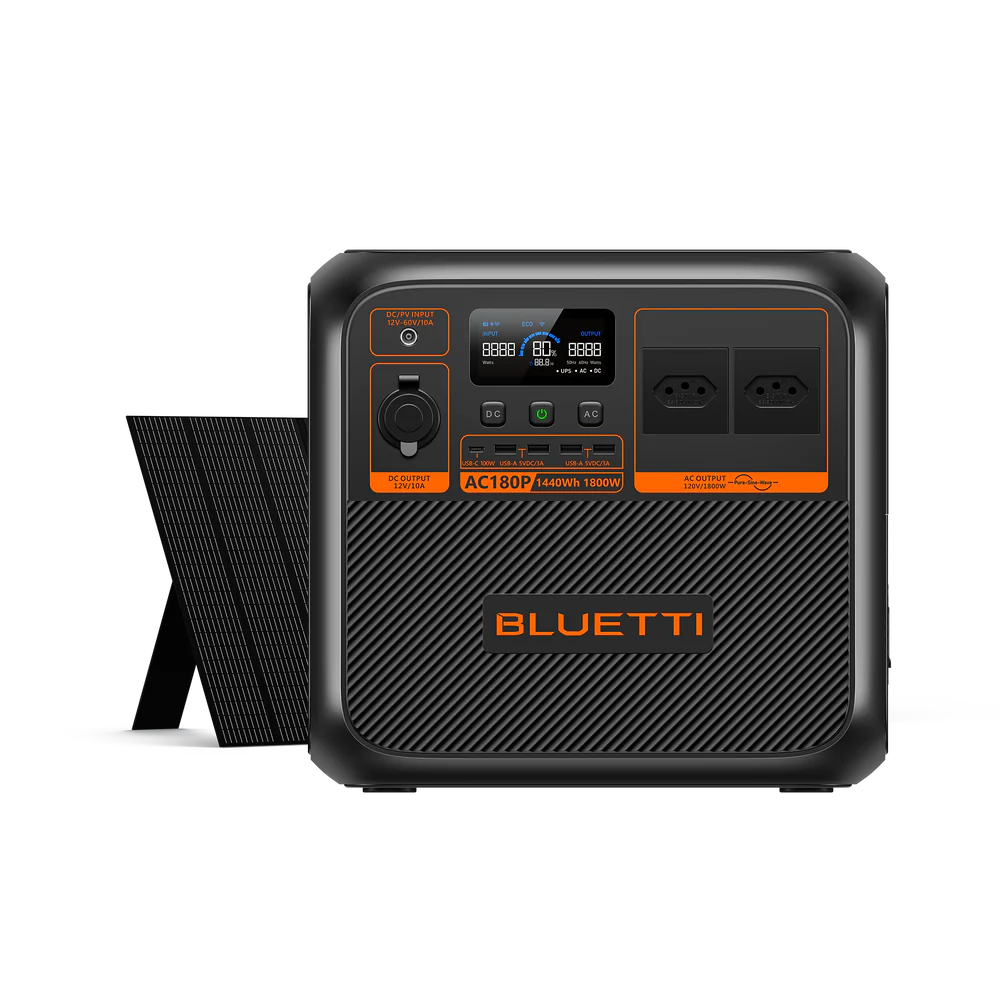 BLUETTI AC180P Estação de Energia Solar Portátil | 1.800 W 1.440 Wh