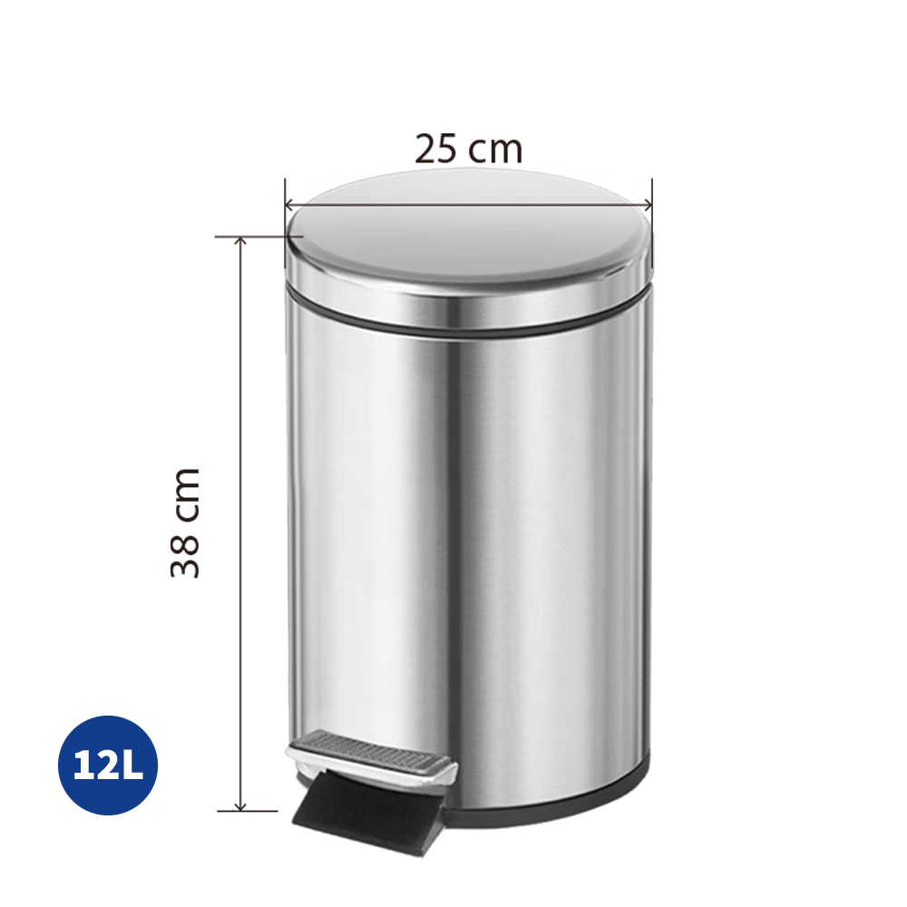 Lixeira de Pedal em Aço Inox Prateado, Capacidade: 3 a 20 Litros