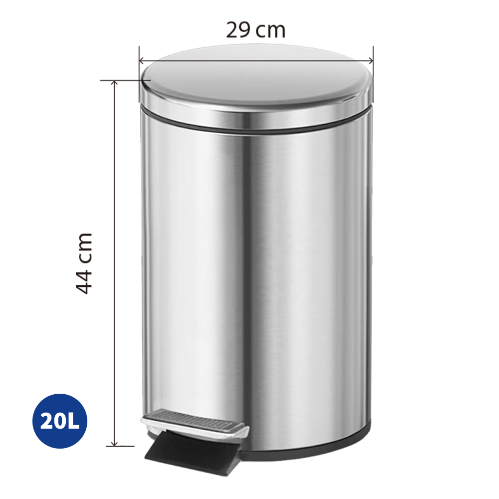 Lixeira de Pedal em Aço Inox Prateado, Capacidade: 3 a 20 Litros