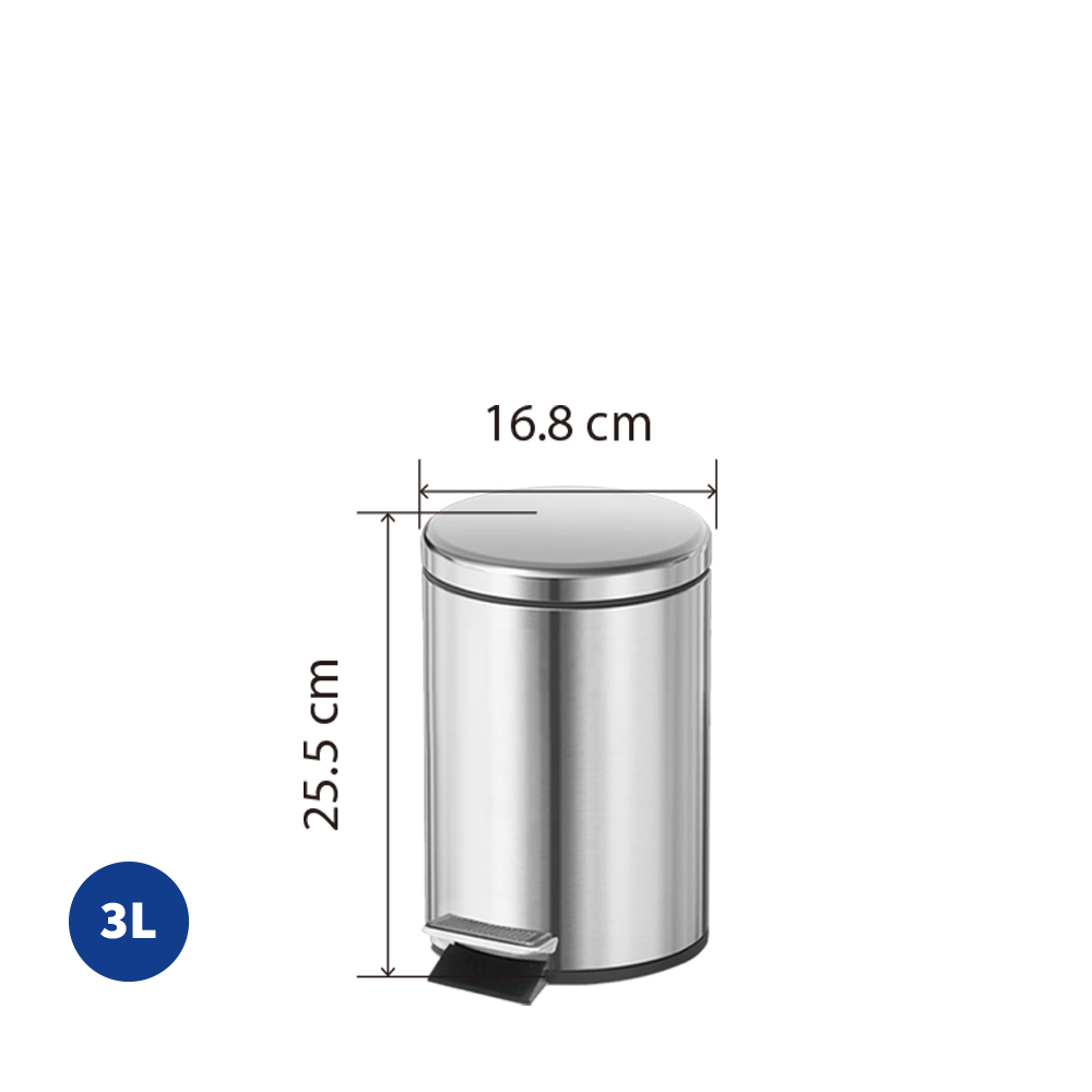 Lixeira de Pedal em Aço Inox Prateado, Capacidade: 3 a 20 Litros