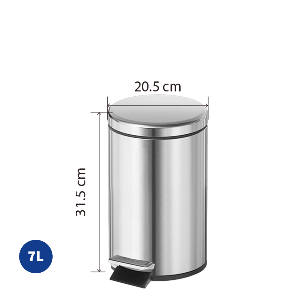 Lixeira de Pedal em Aço Inox Prateado, Capacidade: 3 a 20 Litros