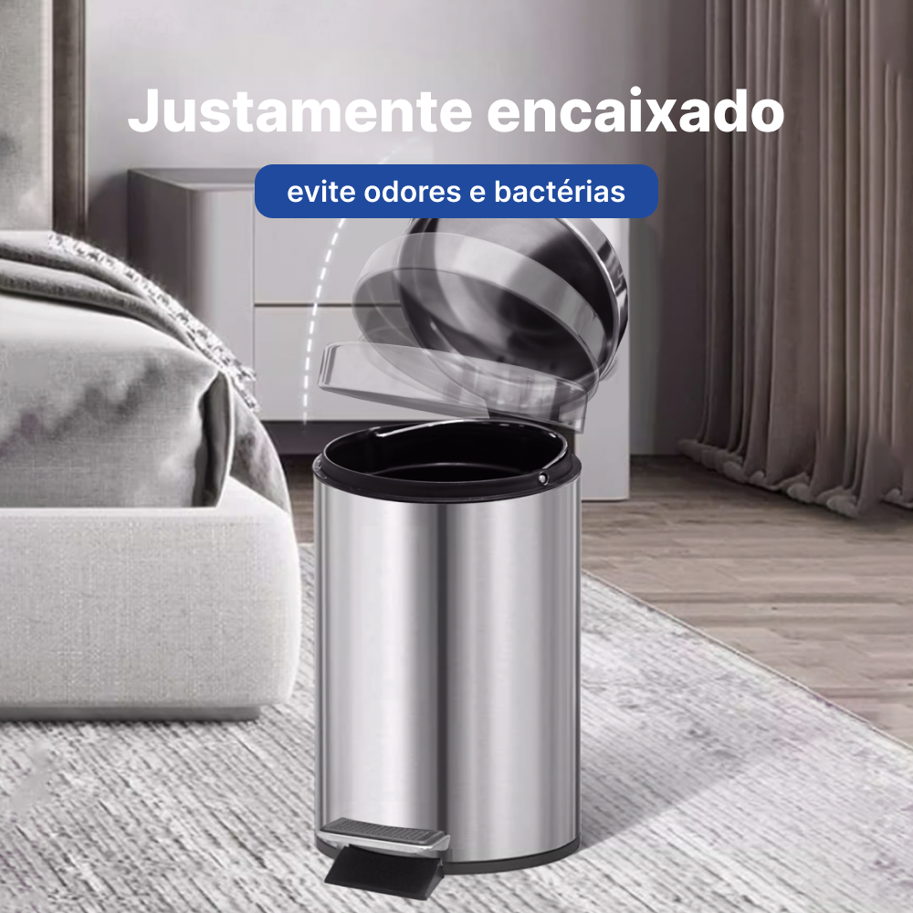 Lixeira de Pedal em Aço Inox Prateado, Capacidade: 3 a 20 Litros