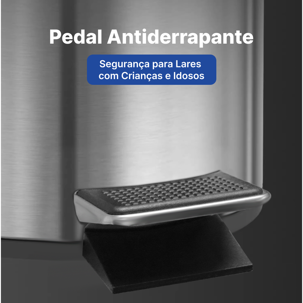 Lixeira de Pedal em Aço Inox Prateado, Capacidade: 3 a 20 Litros